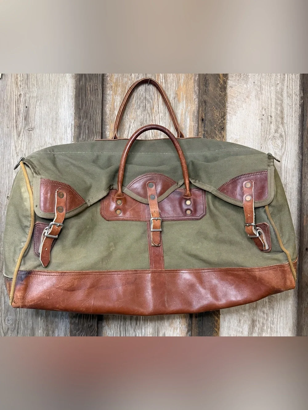 VTG GOKEY’S Large Battenkill Leather and Canvas Weekend Duffel Travel Bag